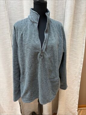 Eddie Bauer Women's Gray Fleece Quarter-Zip - XL